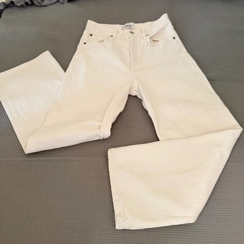 AGOLDE Ren Wide Leg Jeans 26 White High Rise Regenerative Cotton Button fly